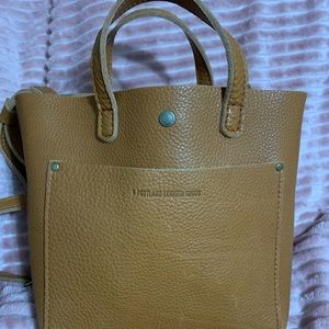 Portland Leather Goods mini crossbody tote. Color dune